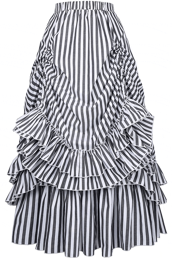 Belle Poque Women Vintage Striped Victorian Skirt Renaissance Costume ...