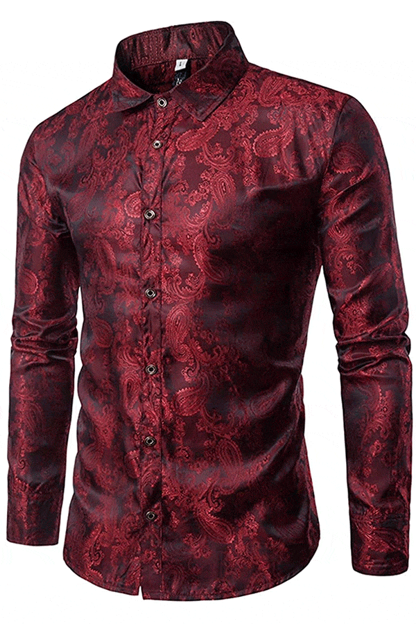 Cloudstyle Mens Paisley Shirt Long Sleeve Dress Shirt Button Down ...