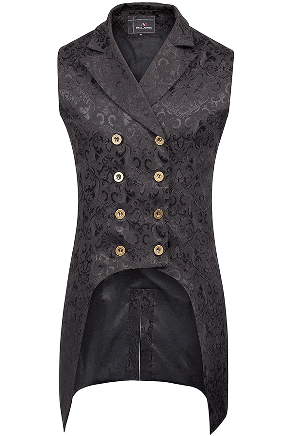 Paul Jones Mens Gothic Steampunk Double Breasted Vest Brocade Waistcoat ...