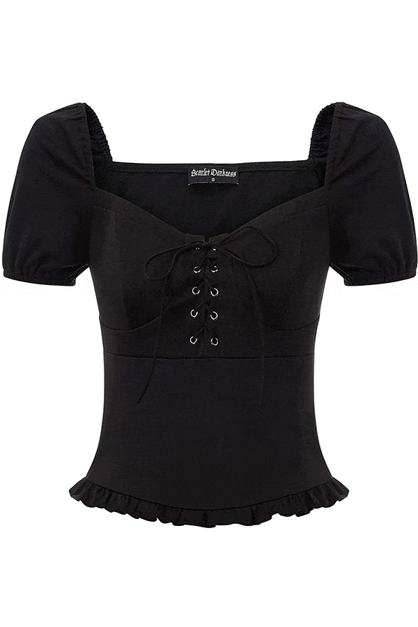 Women’s Victorian Puff Sleeve Tops Renaissance Lace Up Shirt - Vintage ...