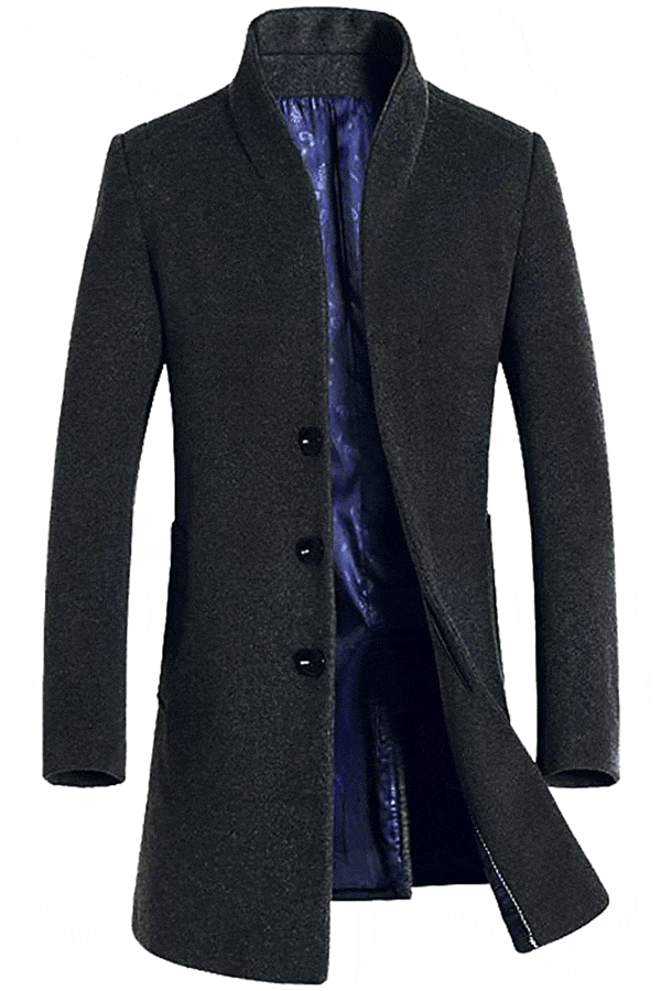 Mordenmiss Men's French Woolen Coat Business Down Jacket Trench Topcoat ...
