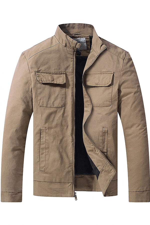 WenVen Men's Cotton Canvas Lightweight Casual Military Jacket - Vintage ...